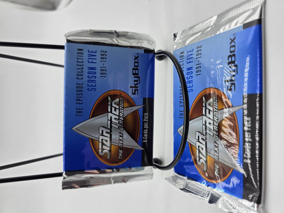 Fronts of two sealed SkyBox Star Trek TNG Season Five Episode Collection packs