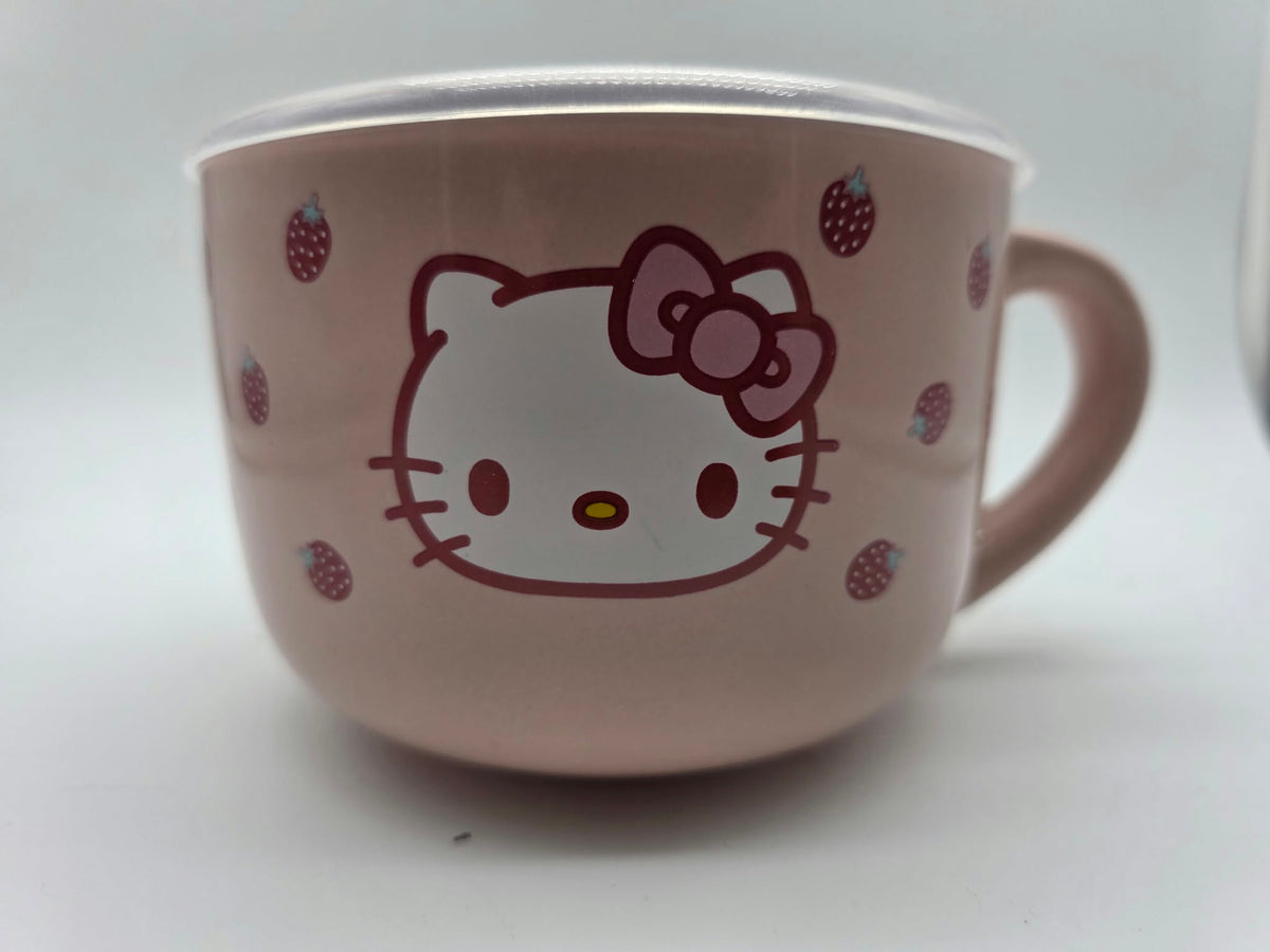 Sanrio Hello Kitty 24 Oz. Ceramic Soup Bowl & Cereal Mug with Pressure Release Lid