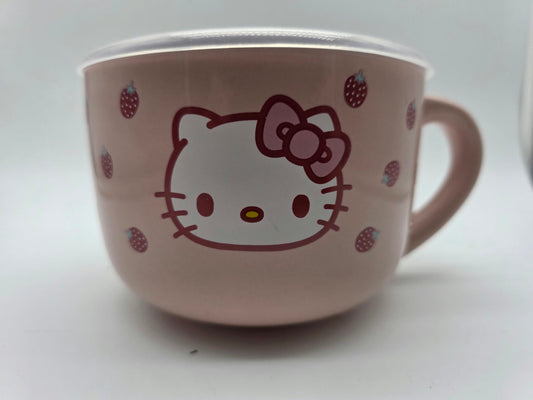 Sanrio Hello Kitty 24 Oz. Ceramic Soup Bowl & Cereal Mug with Pressure Release Lid