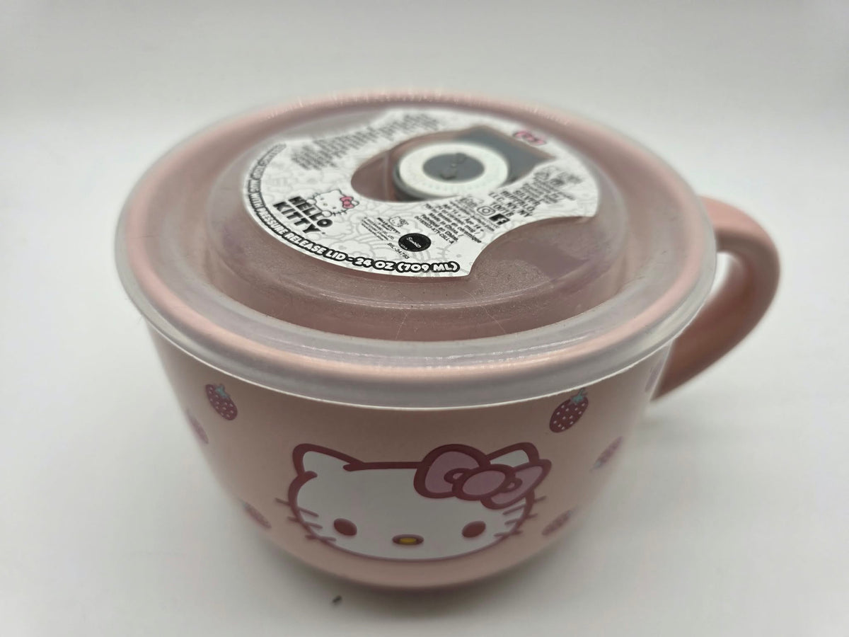 Sanrio Hello Kitty 24 Oz. Ceramic Soup Bowl & Cereal Mug with Pressure Release Lid