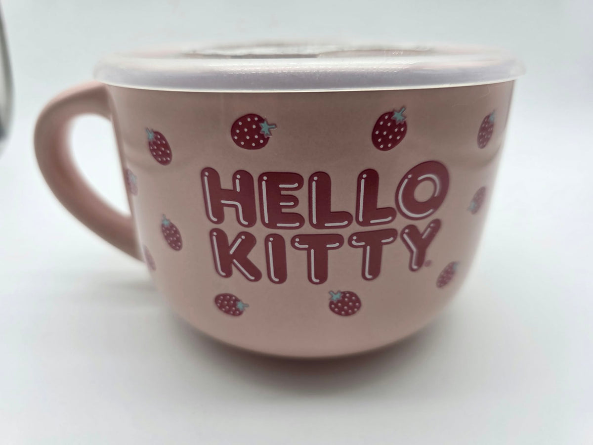 Sanrio Hello Kitty 24 Oz. Ceramic Soup Bowl & Cereal Mug with Pressure Release Lid