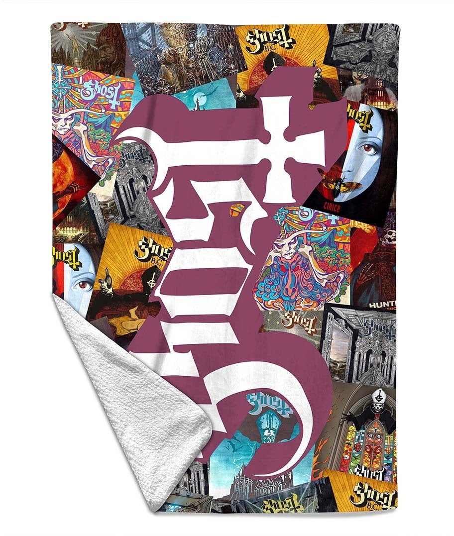 Ghost sherpa throw full blanket design