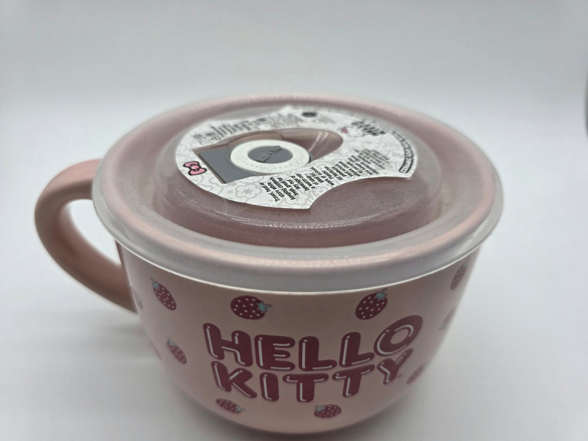 Sanrio Hello Kitty 24 Oz. Ceramic Soup Bowl & Cereal Mug with Pressure Release Lid