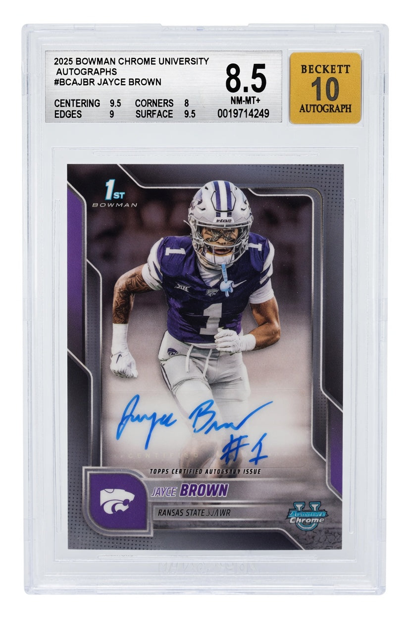 2025 Bowman Chrome University Autographs – Jayce Brown GEM 10 Autograph Rookie