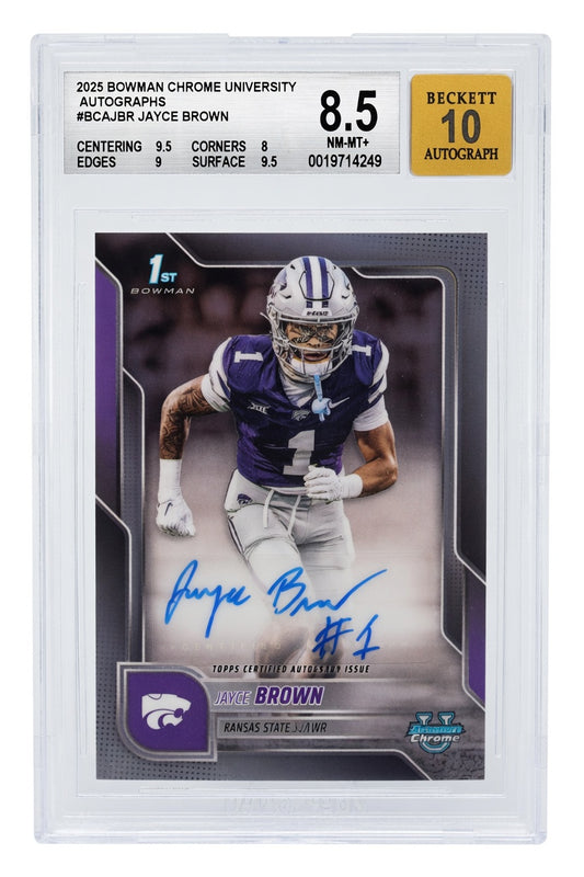 2025 Bowman Chrome University Autographs – Jayce Brown GEM 10 Autograph Rookie