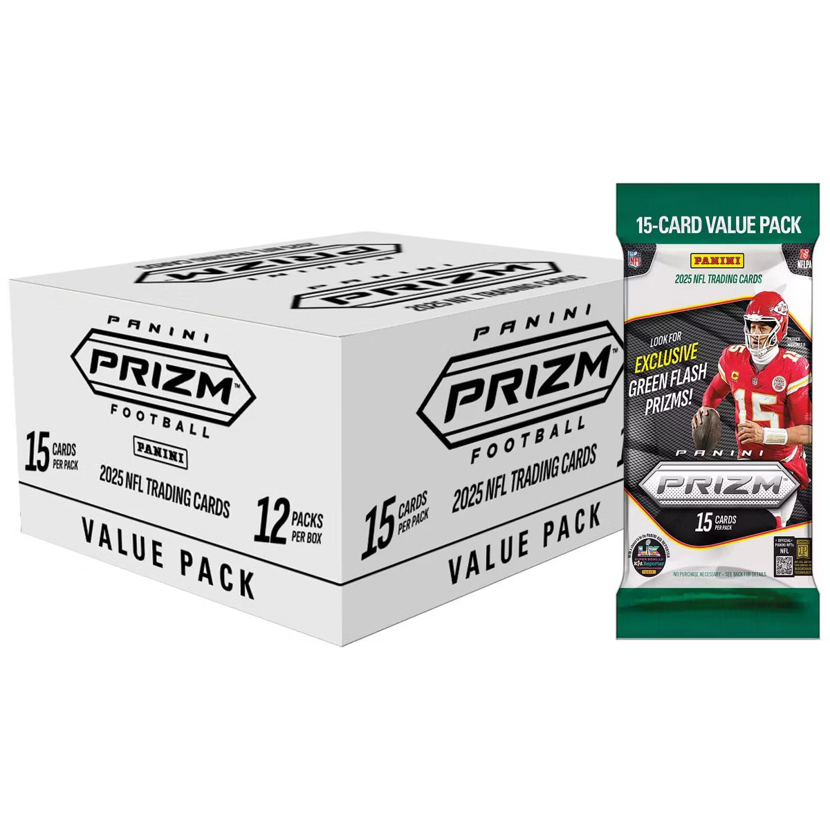 Panini America NFL 2025 Panini Prizm Fat Pack Trading Card Box | 12 Packs