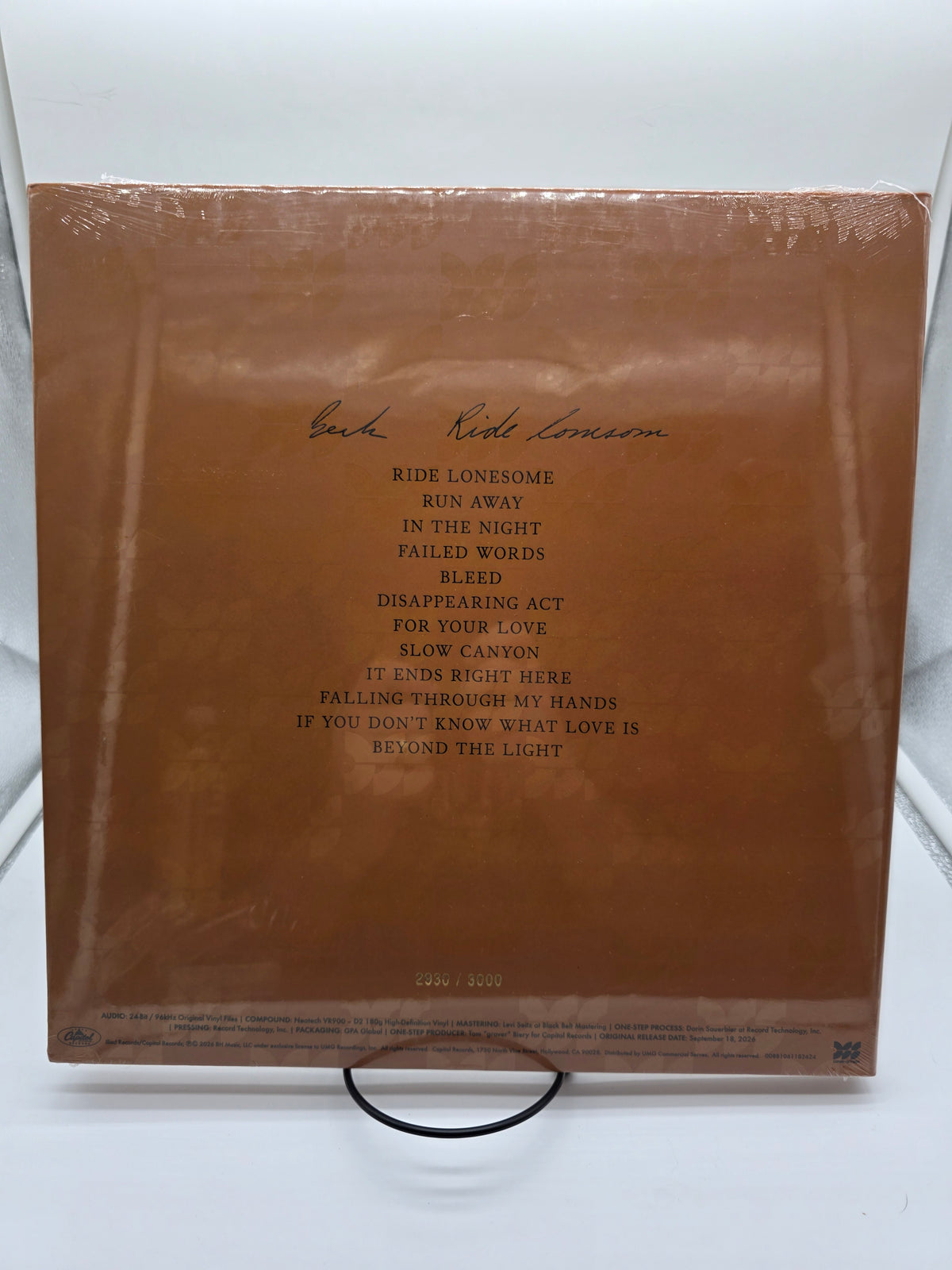Beck Ride Lonesome DSS One-Step vinyl back cover tracklist and credits