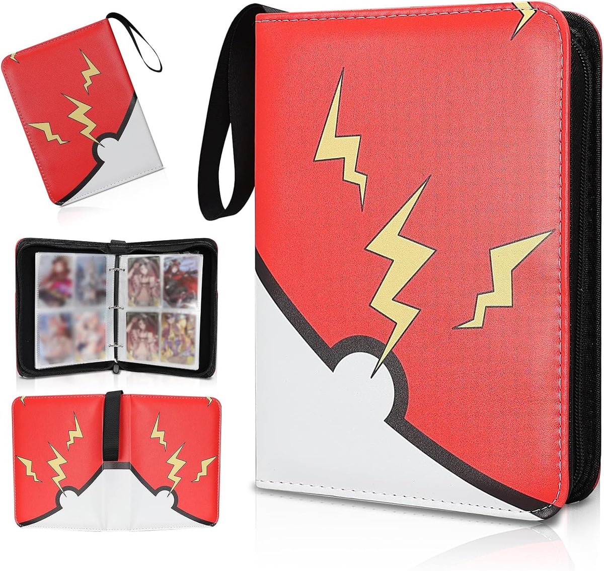 400-Card Zip Binder with 50 Pages – Red & Yellow Trading Card Album