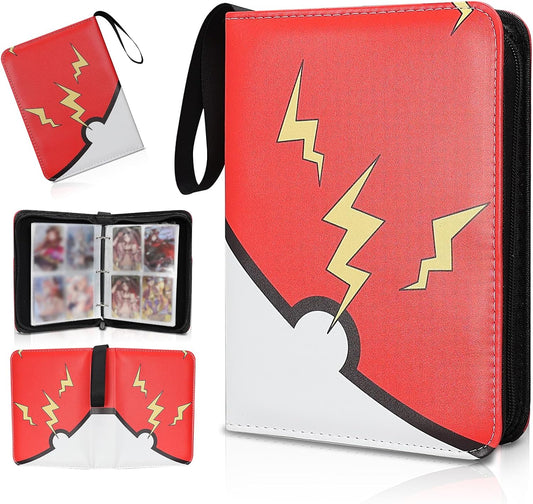 400-Card Zip Binder with 50 Pages – Red & Yellow Trading Card Album