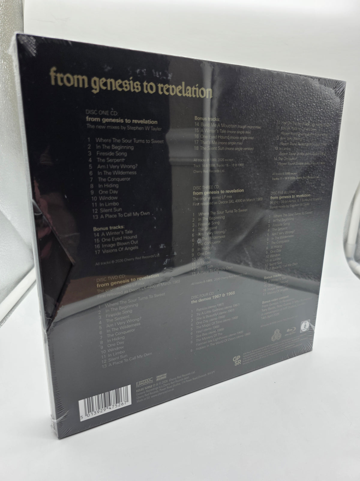 Genesis From Genesis to Revelation deluxe box set back cover tracklist