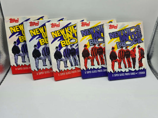 New Kids on the Block Topps Super Gloss Photo Card Packs – Sealed (Lot of 5)