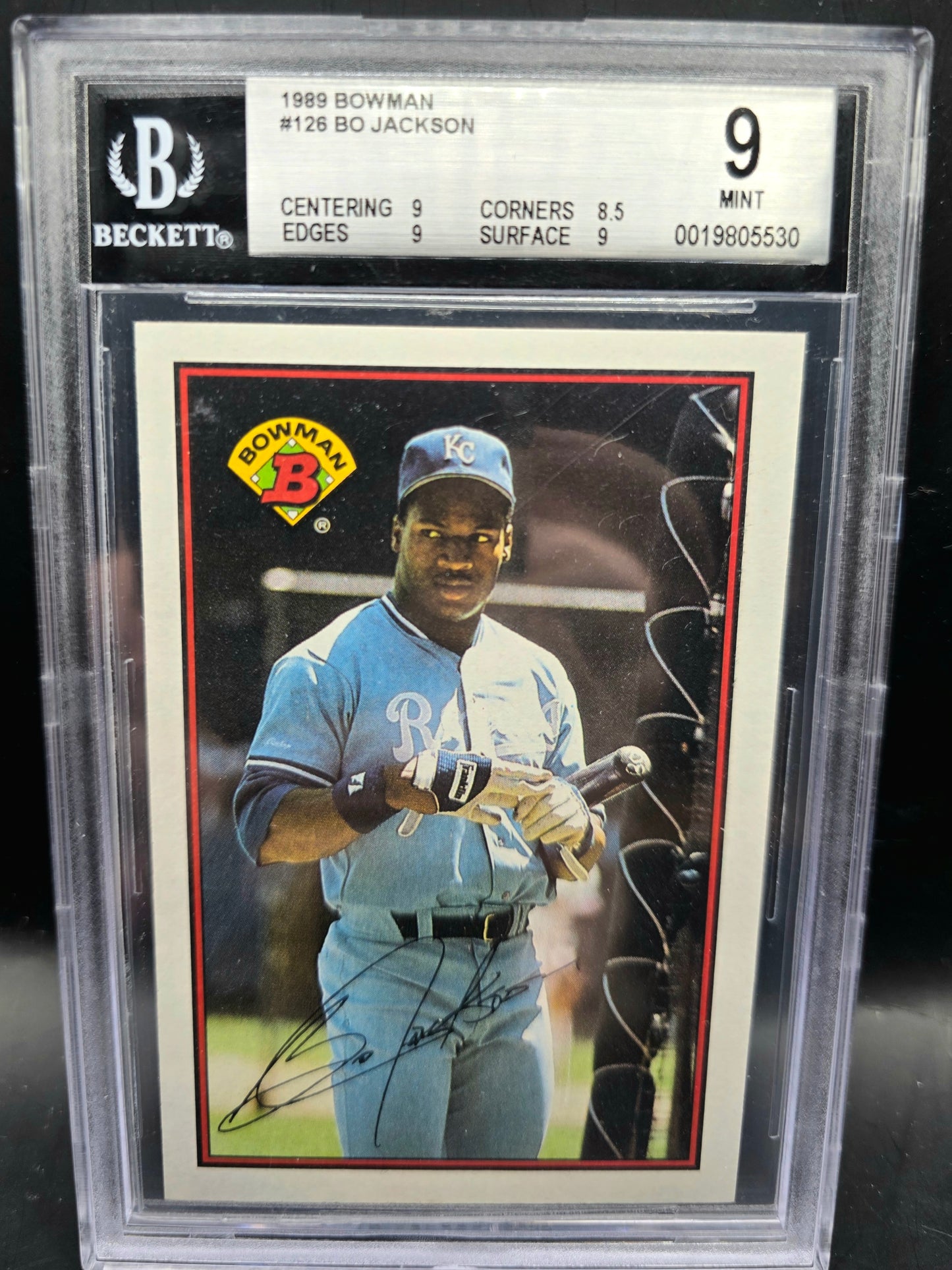 1989 Bowman #126 Bo Jackson BGS 9 Mint Kansas City Royals