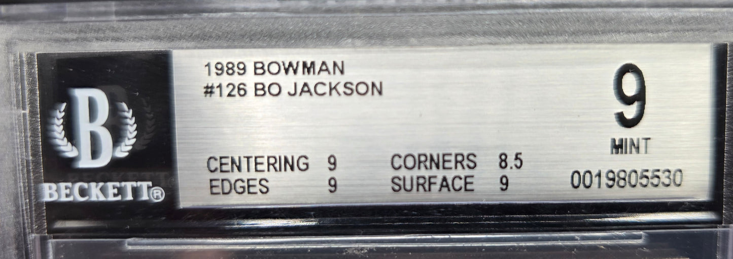 1989 Bowman #126 Bo Jackson BGS 9 Mint Kansas City Royals