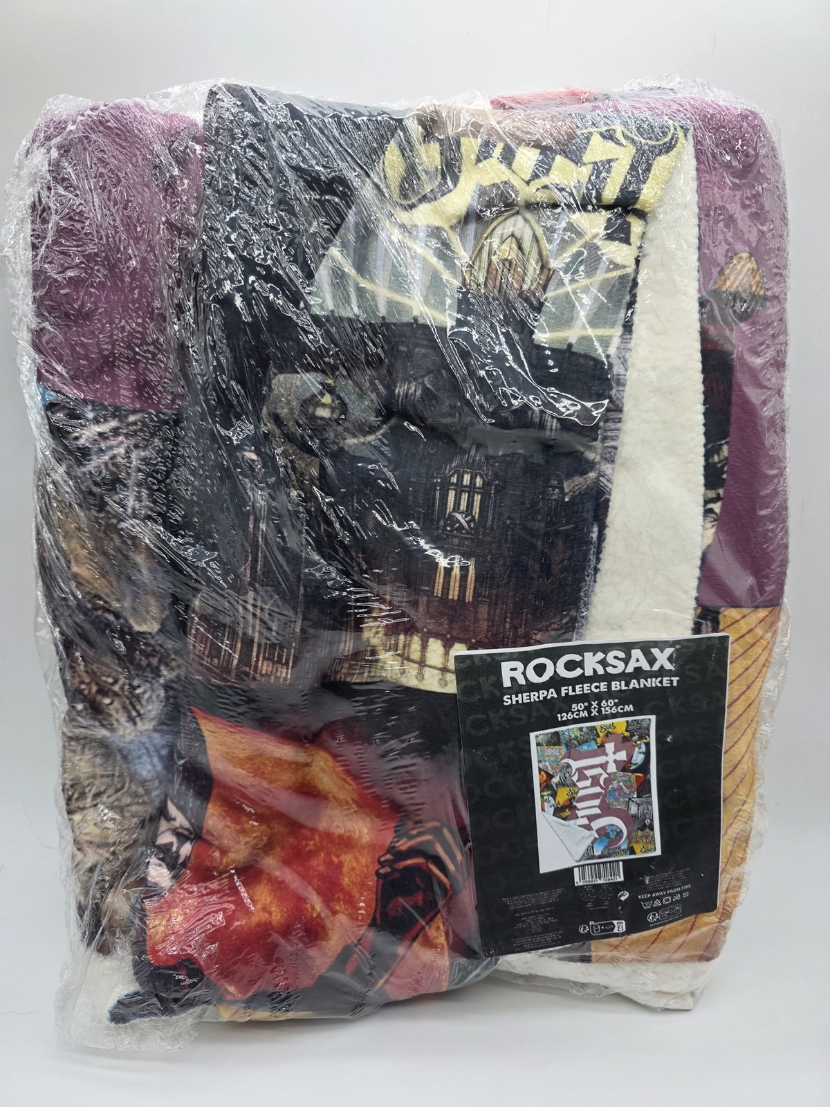 Ghost Rocksax sherpa fleece throw blanket, factory sealed, front