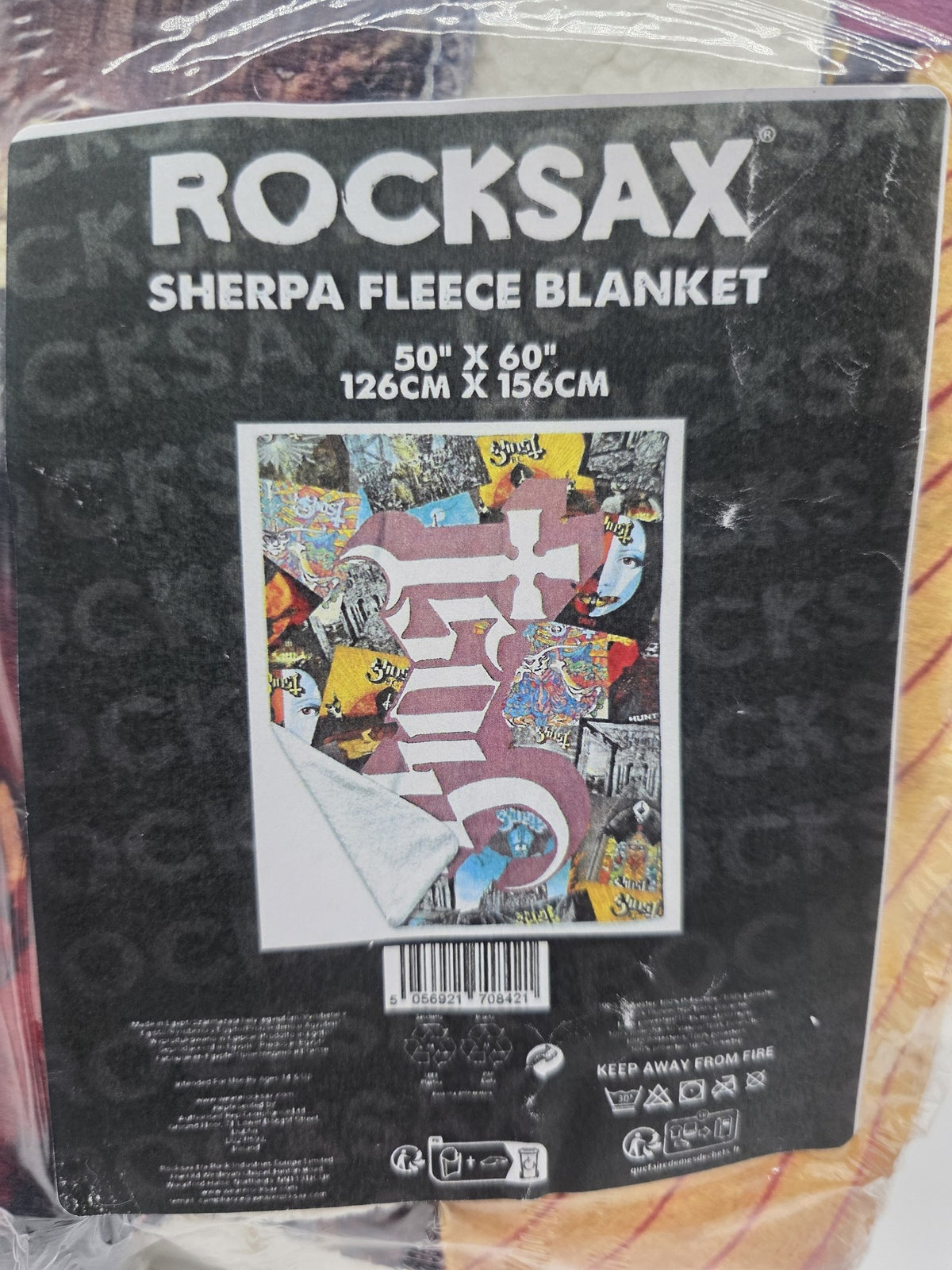 Rocksax packaging label, 50 x 60 inch sherpa fleece blanket